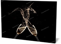 Холст праздники и события Фужеры на черном фоне Wine glasses on a black background-023424