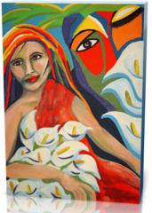 Картина девушка и цветы painting-1737263