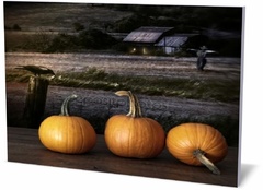 Постер праздника и события Тыквы на столе в ночное время Pumpkin on the table at night-810017